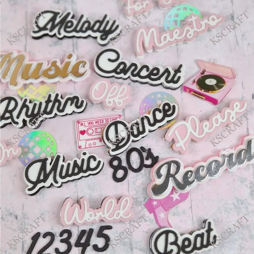 KSCRAFT 80s musique ombre mots matrices de découpe pochoirs pour bricolage Scrapbooking décoratif gaufrage bricolage cartes en papier