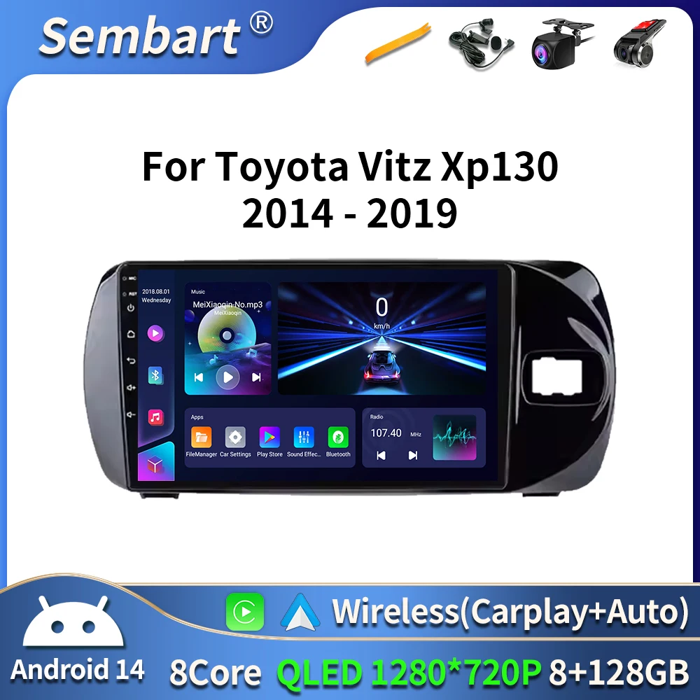 Android 16 pour Toyota Vitz 3 XP 130 2014 - 2019, moniteur multimédia pour voiture, lecteur vidéo, autoradio, navigation, caméra embarquée