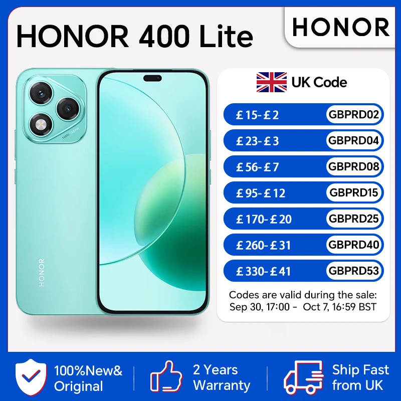 HONOR 400 Lite,EU Version,5G Smartphone,108MP Street Style Portrait ,5230mAh Battery,6.7-inch AMOLED Display, Lightweight&Stylish Design, Drop & Water Resistant,HONOR Smartphone