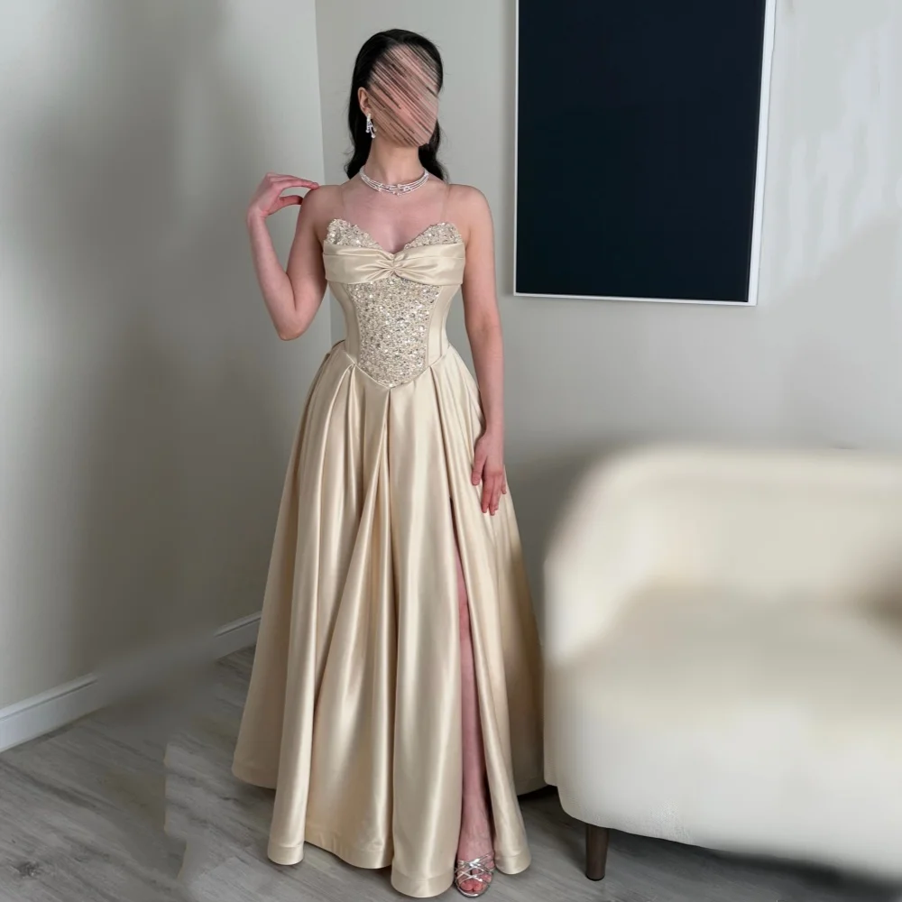 Customized Exquisite Sweetheart Sleeveless Evening Dress A-line Quinceanera Dresses Elegant Party Wedding Sequined Glitter