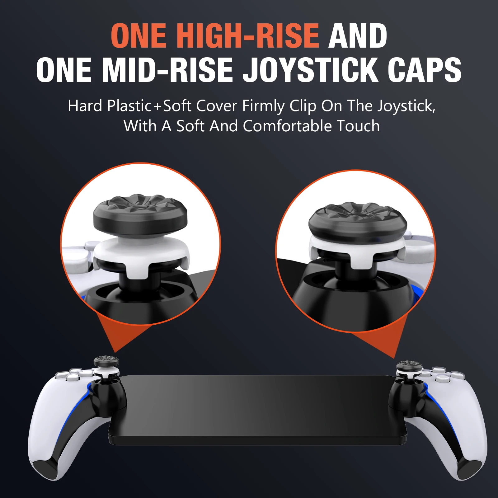 Thumb Grips Caps for Playstation Portal Full Protection One High-Rise and One Mid-Rise 2 Thumb Stick Caps for PS Portal