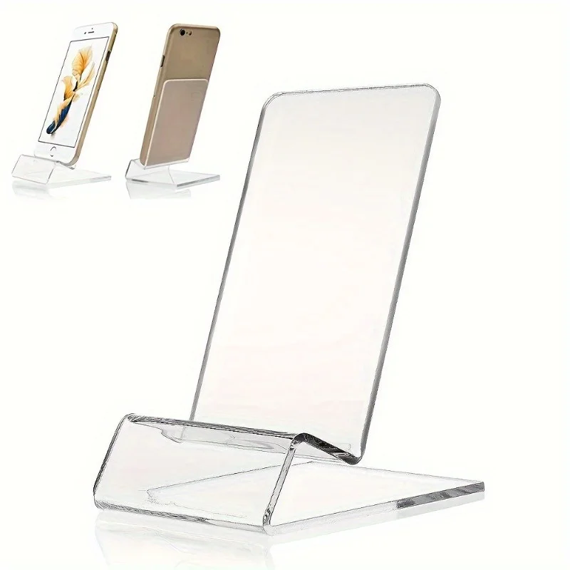 Clear Phone Stand Mount Cell Phone Display Holder Mobile Phone Desk Plastic Stand Support Holder for All Phones, Smartphones