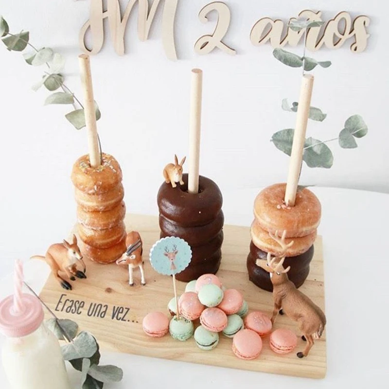 Holz Donuts Ständer Halter Süße Warenkorb Donut Party Rustikale Hochzeit Tisch Dekor Donut Geburtstag Party Candy Bar Baby Dusche Dekor