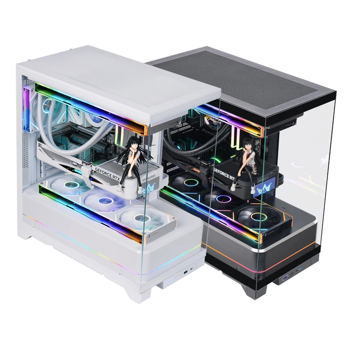 Boîtier PC WJCOOLMAN Realm V2 avec bande lumineuse, EATX/ATX, type-C, verre sur trois côtés, refroidisseur d