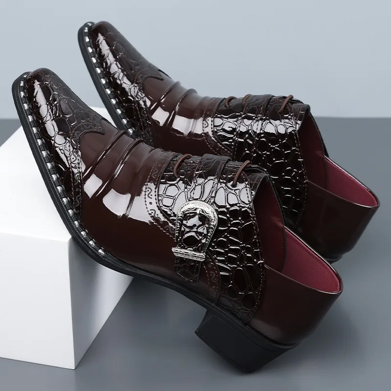 Chaussures pour homme en cuir verni, talons de 4,5 cm, bout pointu, chaussures de ville élégantes pour homme, chaussures Oxford pour mariage, chaussures pour homme, chaussures de mariage.