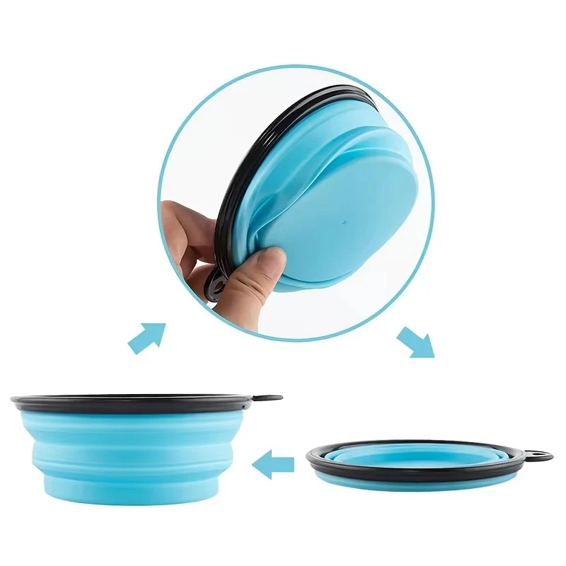 Bol portable pour aliments pour animaux de compagnie, bol en TPR durable, bol pliable en silicone pour aliments pour chats et chiens, bol portable pour aliments et eau pour voyage et extérieur