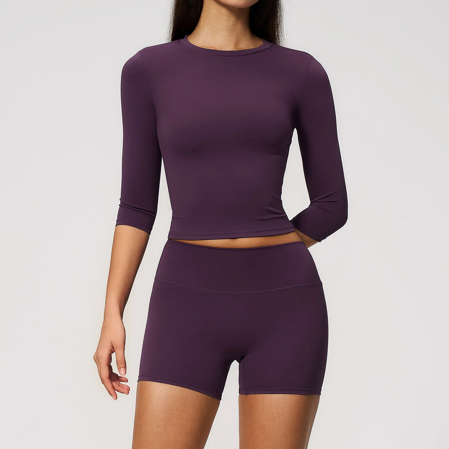 Ensemble de yoga 2 pièces pour femme, tenue de sport, short de sport, tenue de fitness à manches courtes, ensemble de vêtements de sport athlétiques