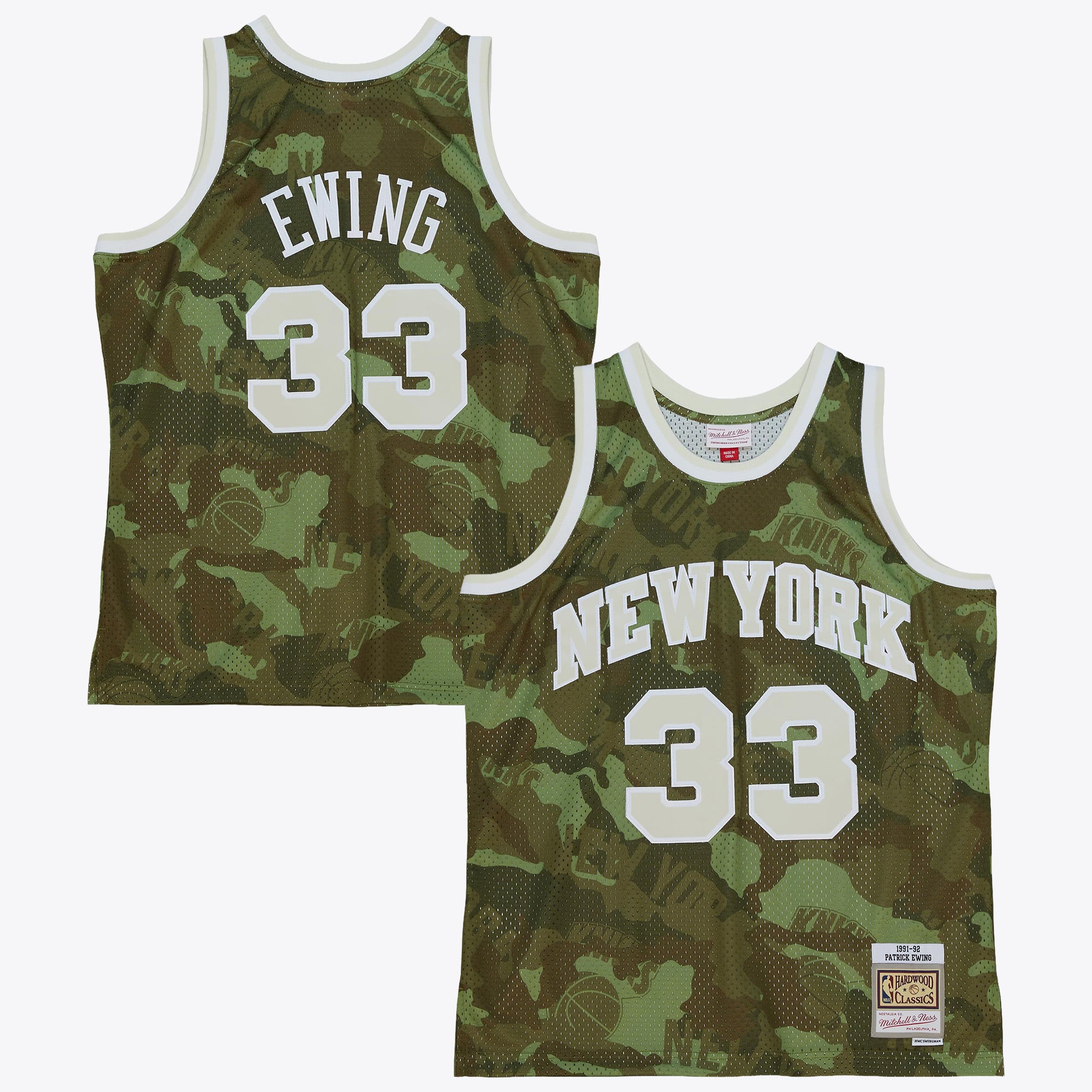 Maillot Swingman Ghost Camo New York Knicks Mitchell & Ness Patrick Ewing 1991 – Vert - Homme Taille: XL