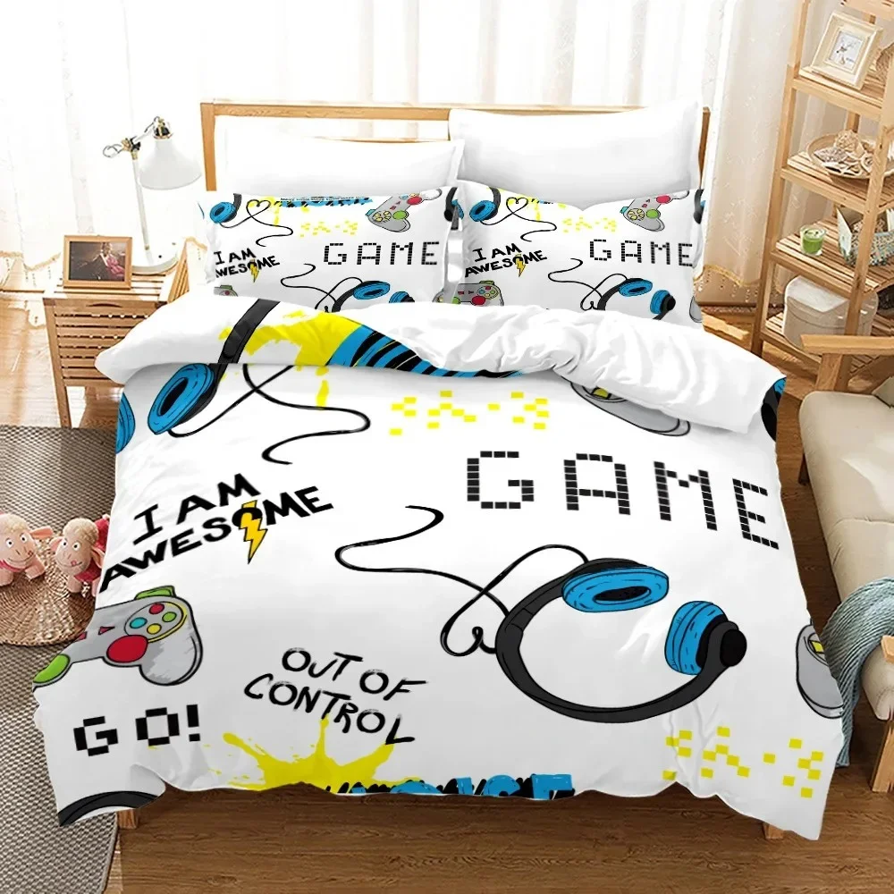 Gamepad Comforter Cover Gamer Bedding Set Teens Video Game Duvet Cover for Youth Kids Boys Modern Game Controller Bedspread
