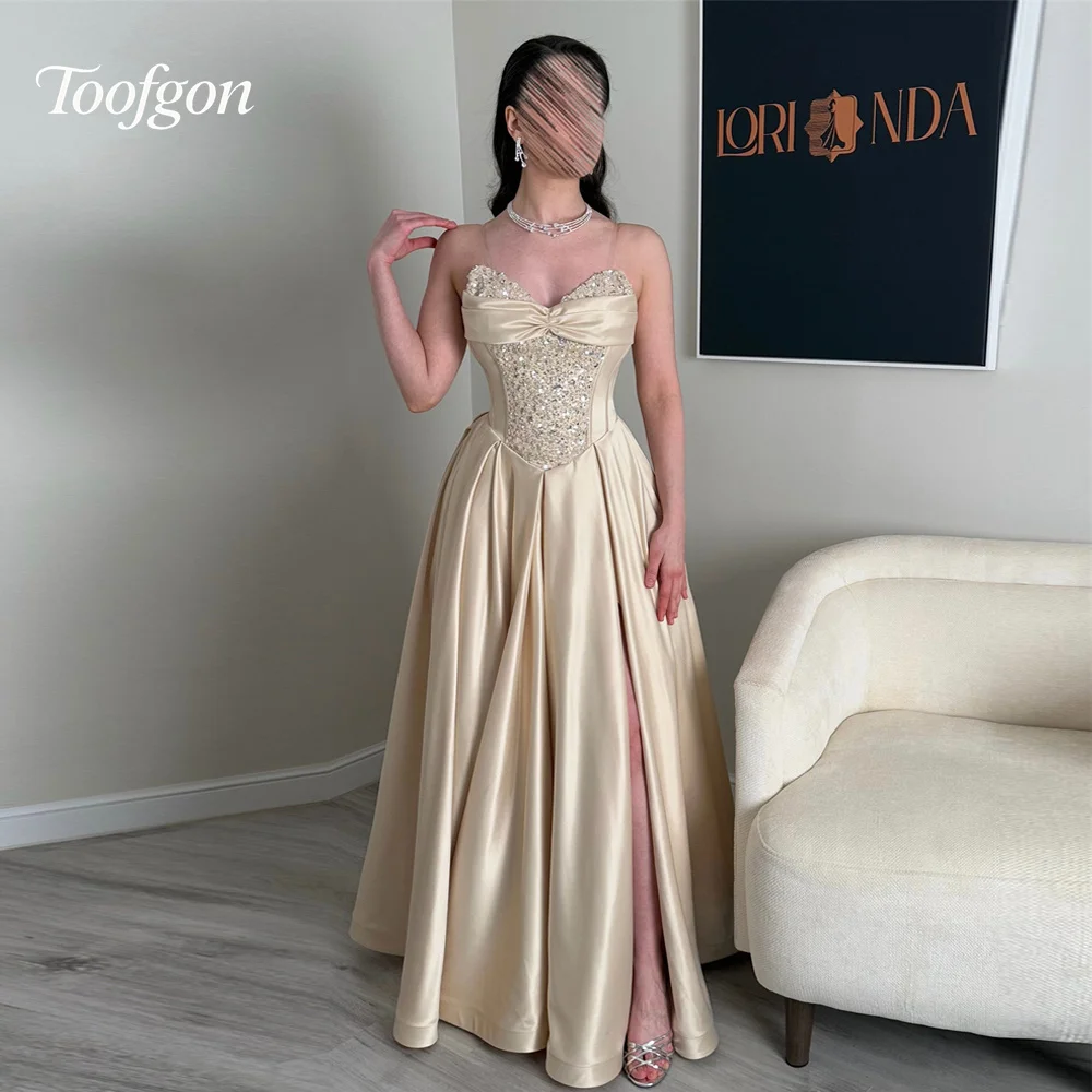 Toofgon A Line Sequined Lace Customized Peom Dresses Corset Sweetheart Women Occasion Prom Dress Formal Party Bridesmaid Dress