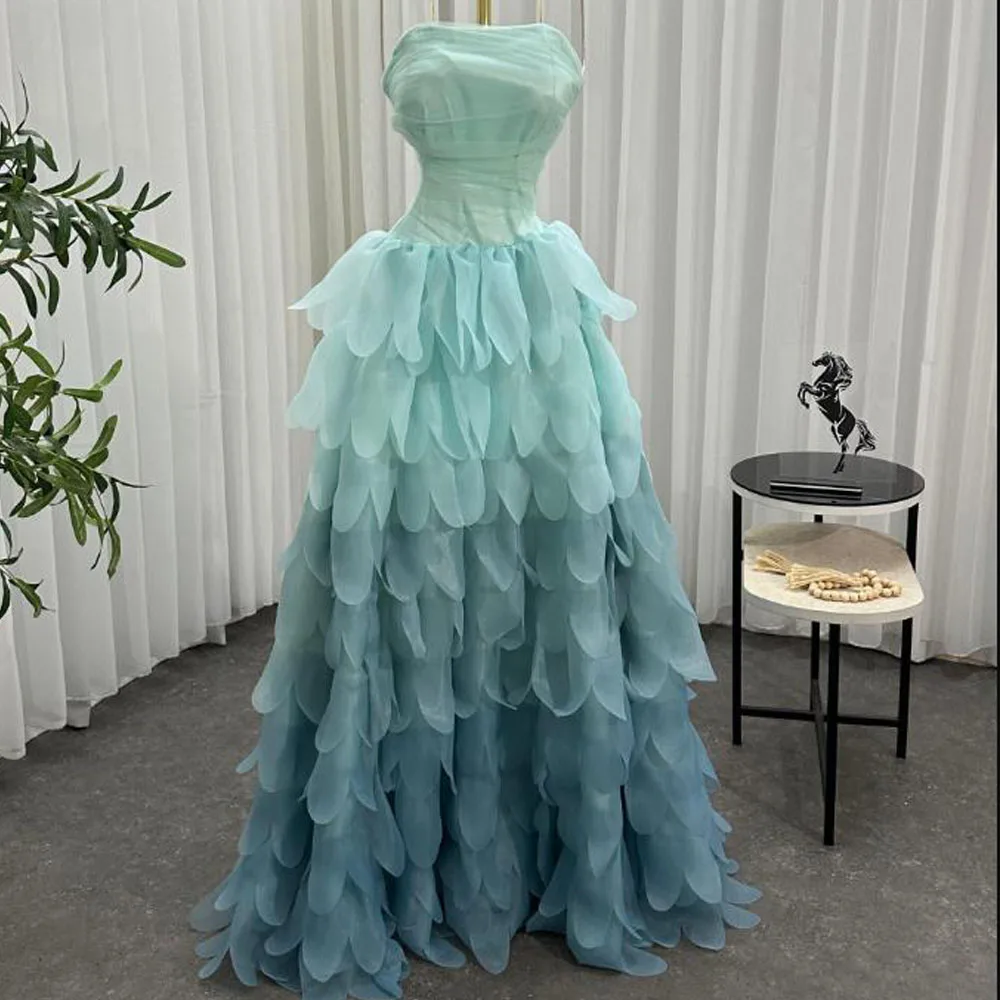 Customized Gradient Tiered Ball Gown Prom Dresses 2025 Strapless Ruffles Layered Maxi Dress Pleat Oranza Birthday Dresses
