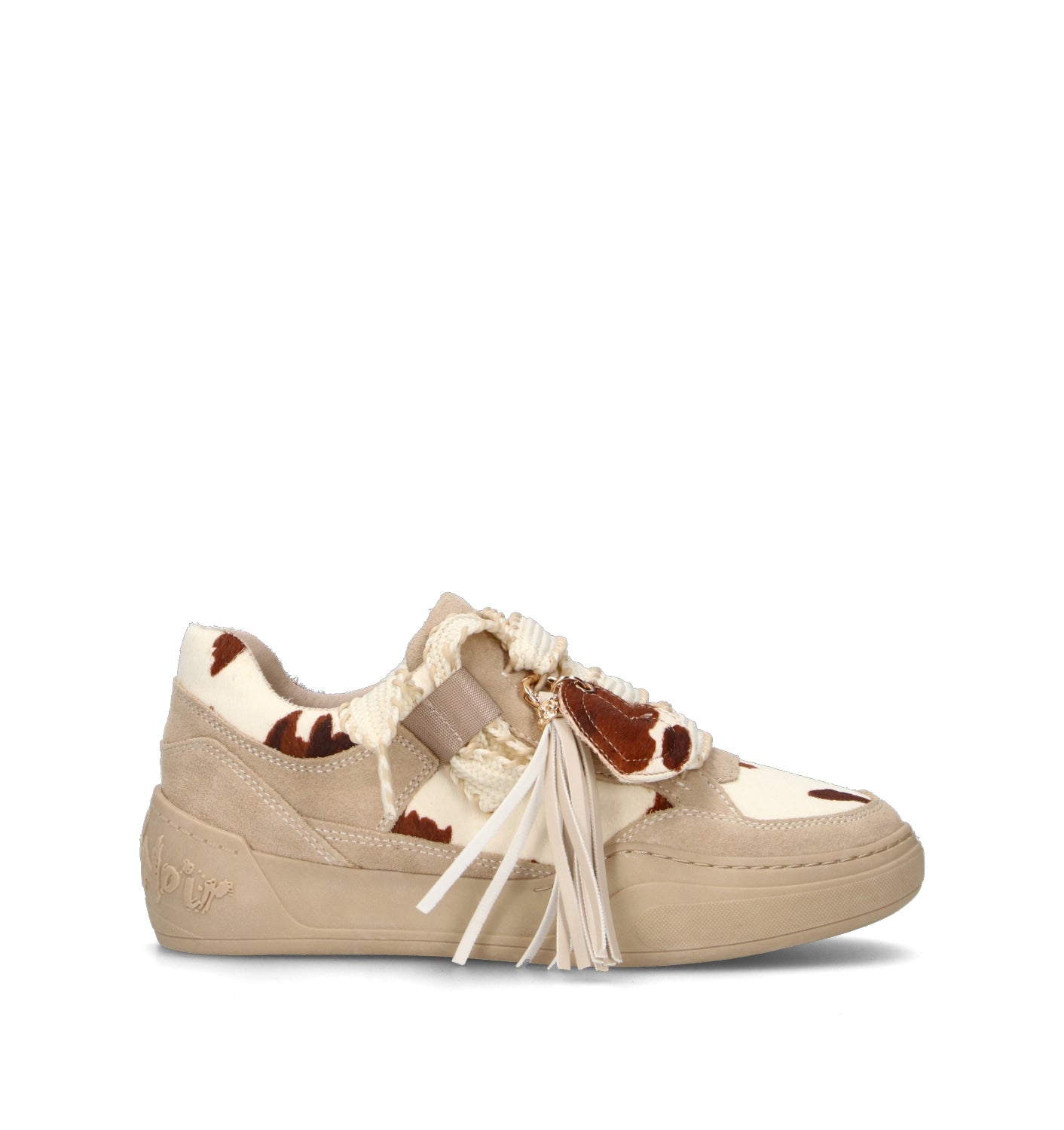 CAFéNOIR Sneaker donna beige in cavallino