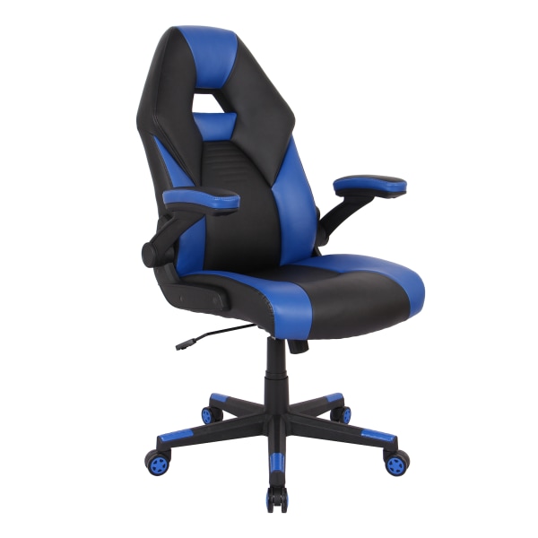 RS Gaming RGX Faux Leather High-Back Gaming Chair, Black/Blue, BIFMA Compliant