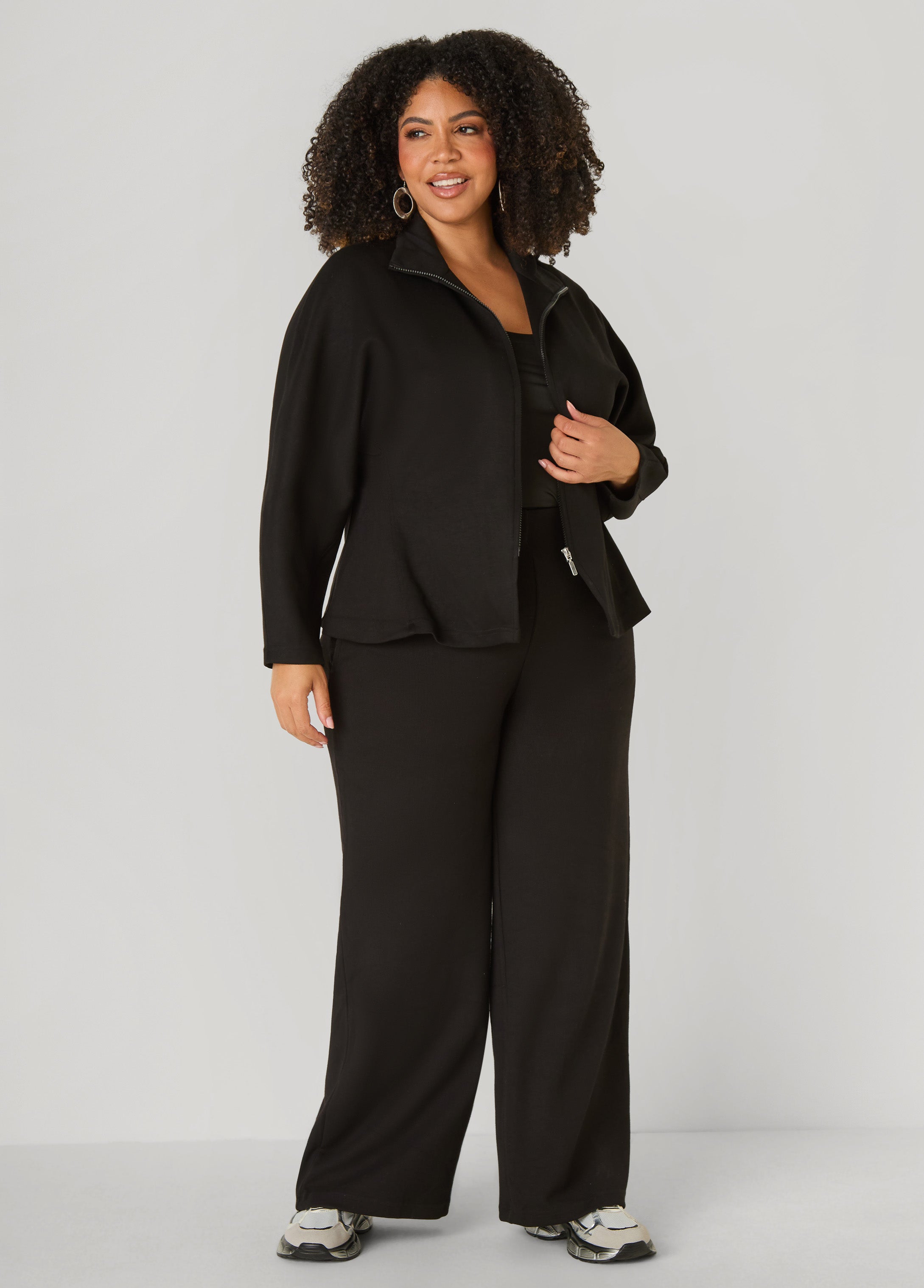 Plus Size Ribbed Luxe Soft Scuba Wide Leg Pants