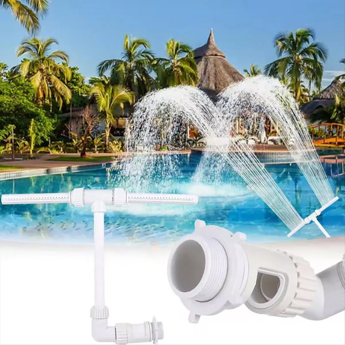 Fontaine de piscine pour piscines hors sol, double cascade réglable au sol, fontaine d'eau de Spa de piscine, accessoire de piscine