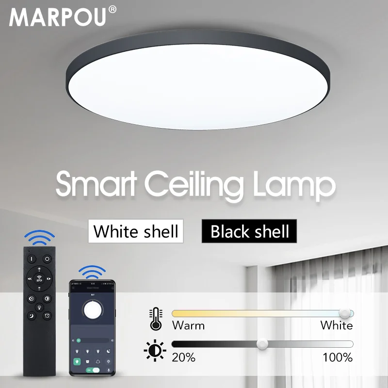 MARPOU Intelligente Deckenlampe LED-Lampe für Schlafzimmer Große Deckenleuchten LED-Leuchten mit Fernbedienung Dimmbare LED-Leuchten für Zimmer