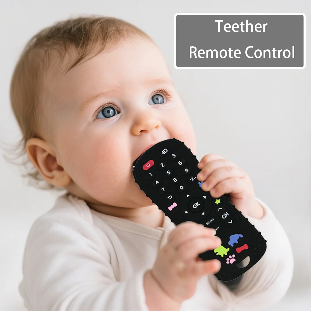 1PCS Silikon Baby Spielzeug TV Fernbedienung Form Beißring Spielzeug BPA FREI Silikon Zahnen Kauen Spielzeug Sensorischen Baby Zubehör