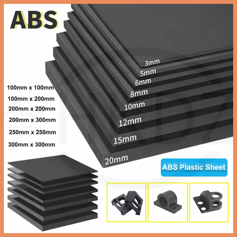 Plaque en plastique ABS noir, plaque de travail pour projets de bricolage, plaque de thermoformage, plaque en plastique pour projets de bricolage, panneau pour travaux manuels.