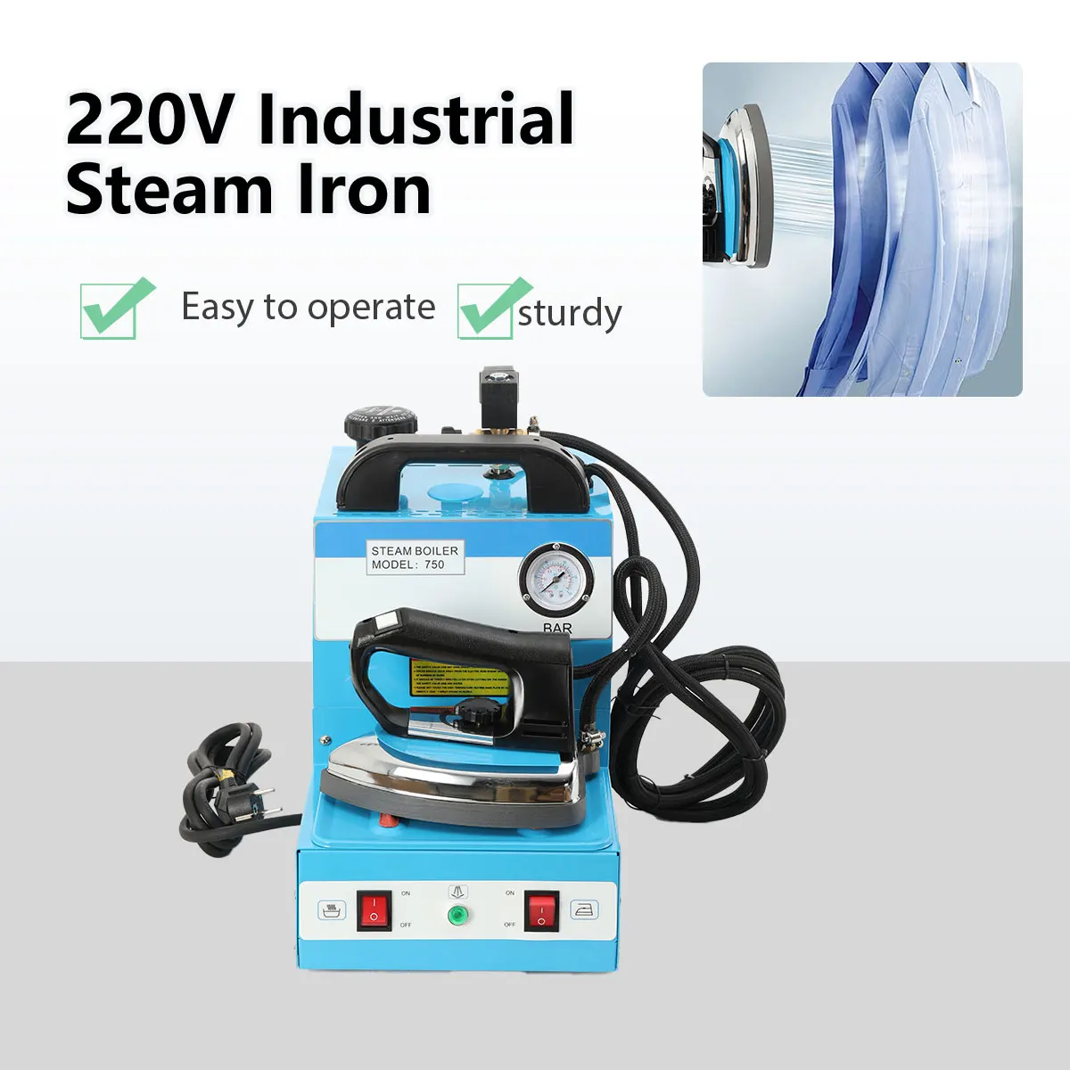 Fer à repasser électrique 1600W 220V, machine à repasser à vapeur haute puissance, fer à vapeur industriel suspendu