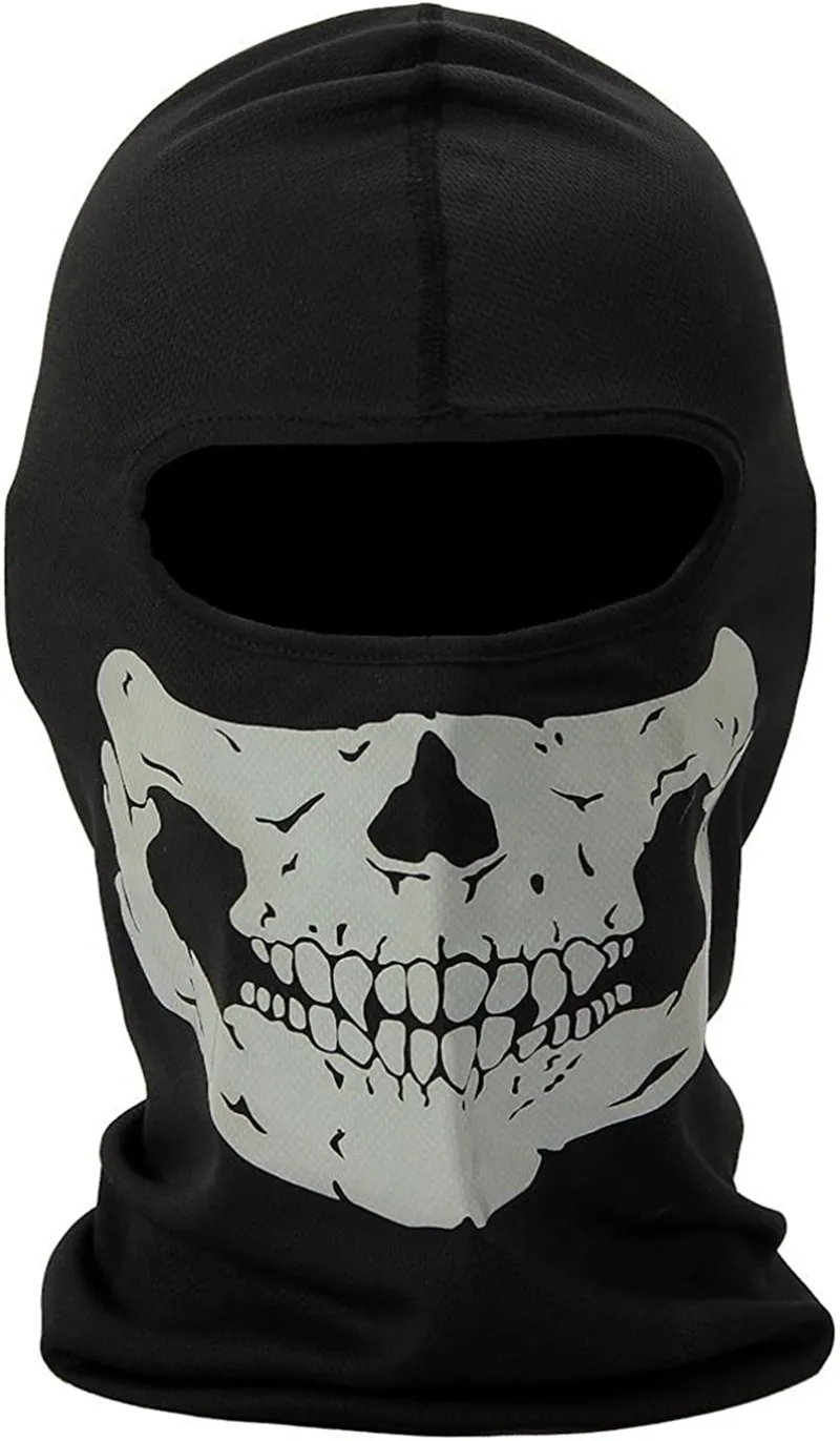 Masque Facial Complet Tête de Mort Fantômes Noirs, Cagoule Coupe-Vent, Cagoule de Ski, Moto, Halloween, Cosplay, pour Homme et Femme
