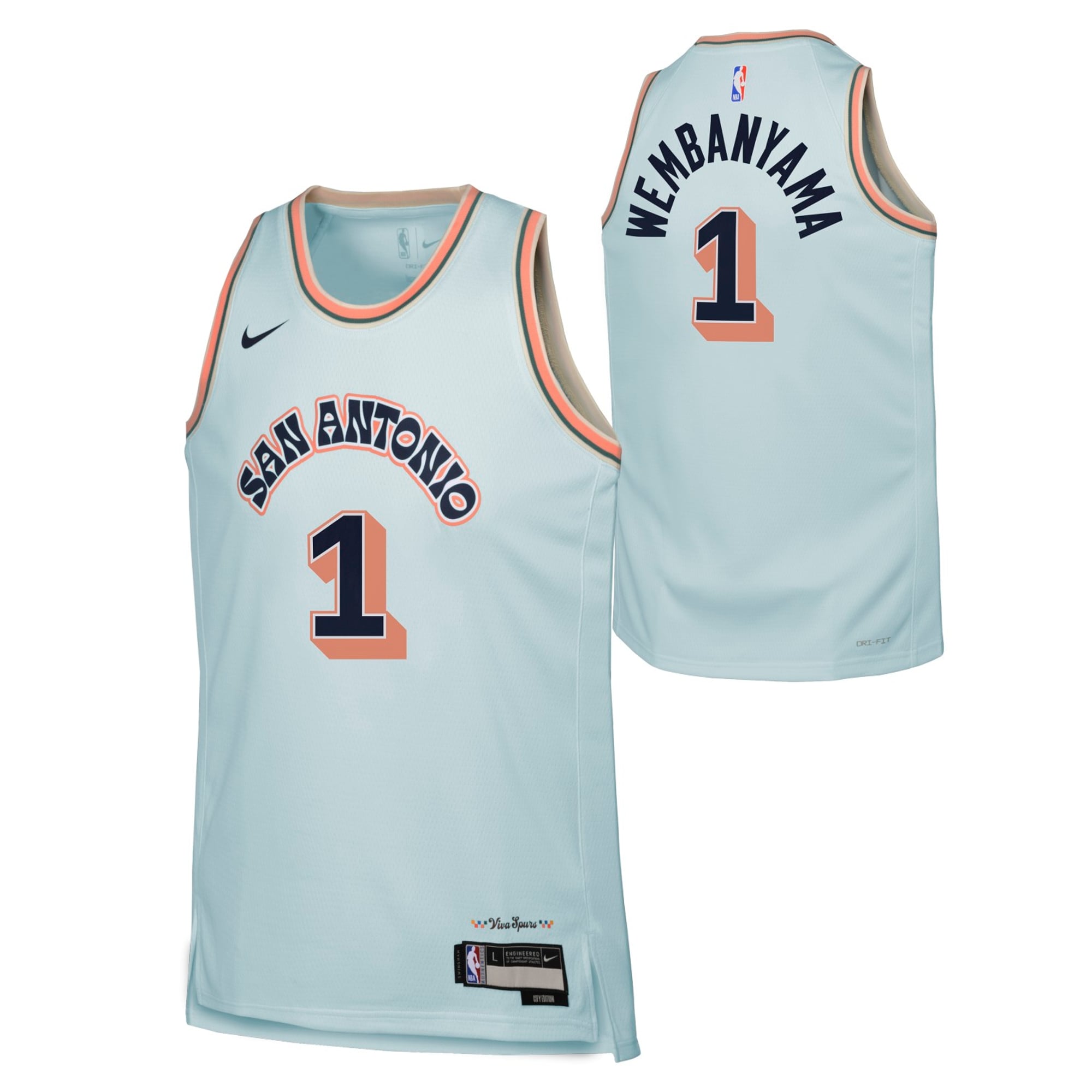 Maillot City Edition 24 San Antonio Spurs NBA – Victor Wembanyama – Jeunes - unisexe Taille: S