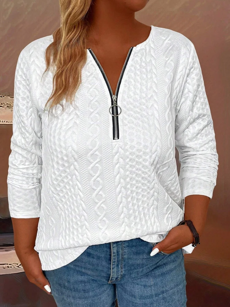 Women's Clothing Autumn/Spring T-shirt Half-Zipper Clothes for Women Women's Trend T-shirts Plus Size Long Sleeve T-shirts Woman