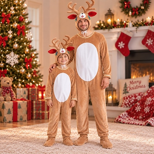 Noël Tenues assorties Costume grenouillère Renne Girafe Nouveauté Drôle pour Papa et moi Adultes Enfant Noël Nouvel An la veille de Noël Soirée Offrir des cadeaux Réunion de famille
