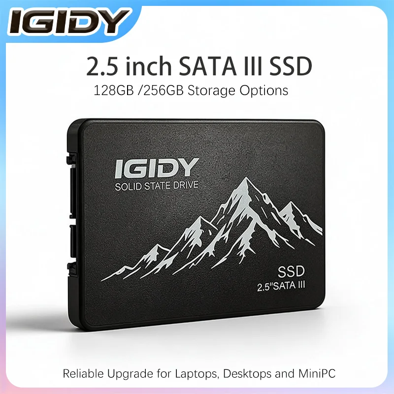 【IGIDY】SSD SATA III 2,5" 128 Go/256 Go, disque SSD interne mince de 7 mm, 3D NAND TLC pour ordinateur portable, ordinateur de bureau, mini PC, PC tout-en-un