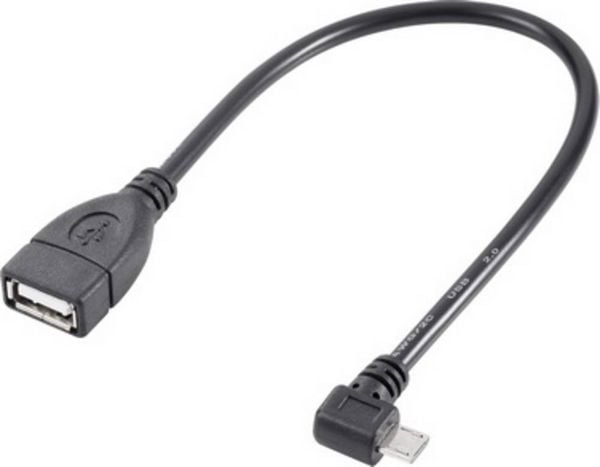 Renkforce USB-Kabel USB 2.0 USB-Micro-B Stecker, USB-A Buchse 0.10 m Schwarz mit OTG-Funktion, vergoldete Steckkontakte RF-4080777