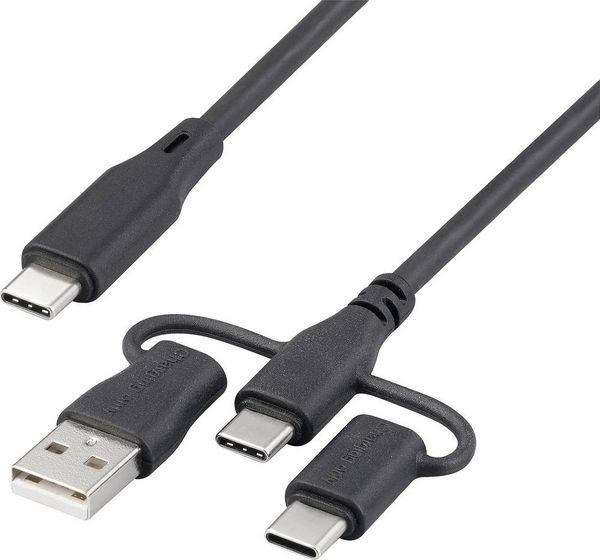 Renkforce USB-Ladekabel USB 2.0 USB-C® 3.00m Schwarz RF-6615910