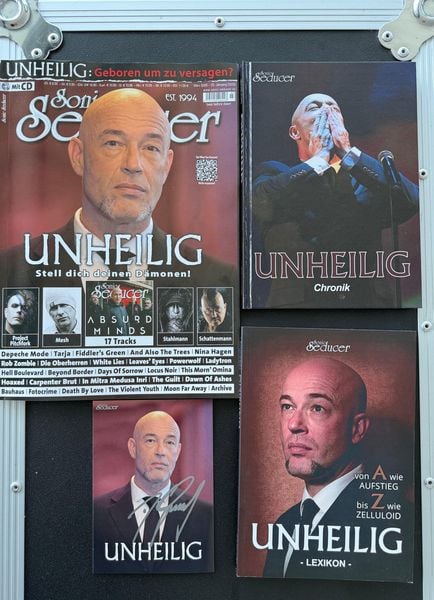 Unheilig signierte Fotokarte + Chronik-Buch + Lexikon Buch + Sonic Seducer 03/2026 Liebe Glaube Monster -