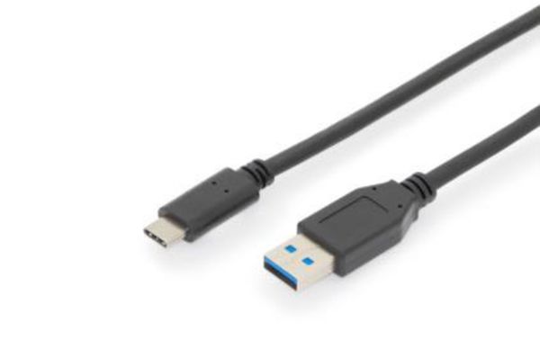 Digitus USB-Kabel USB 3.2 Gen1 USB-C® Stecker, USB-A Stecker 1.00 m Schwarz doppelt geschirmt AK-300146-010-S