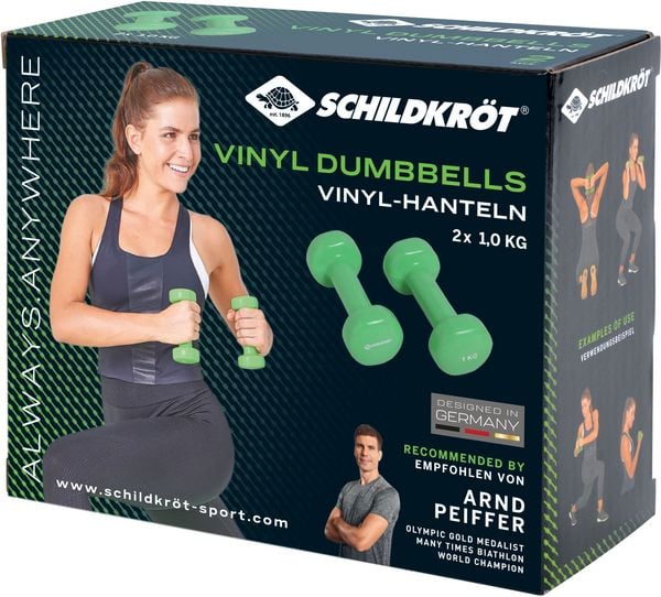 Schildkröt 960205 - Vinyl-Hanteln, 1,0 kg Set, limegreen, Heim-Fitnessgerät