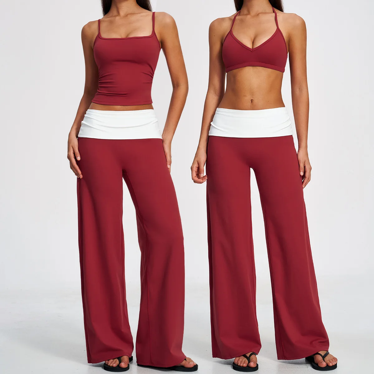Ensemble de yoga 2 pièces pour femmes, vêtements de sport, ensemble de sport pour la salle de sport, soutien-gorge de sport, vêtements athlétiques, pantalon large à taille haute, vêtements de yoga