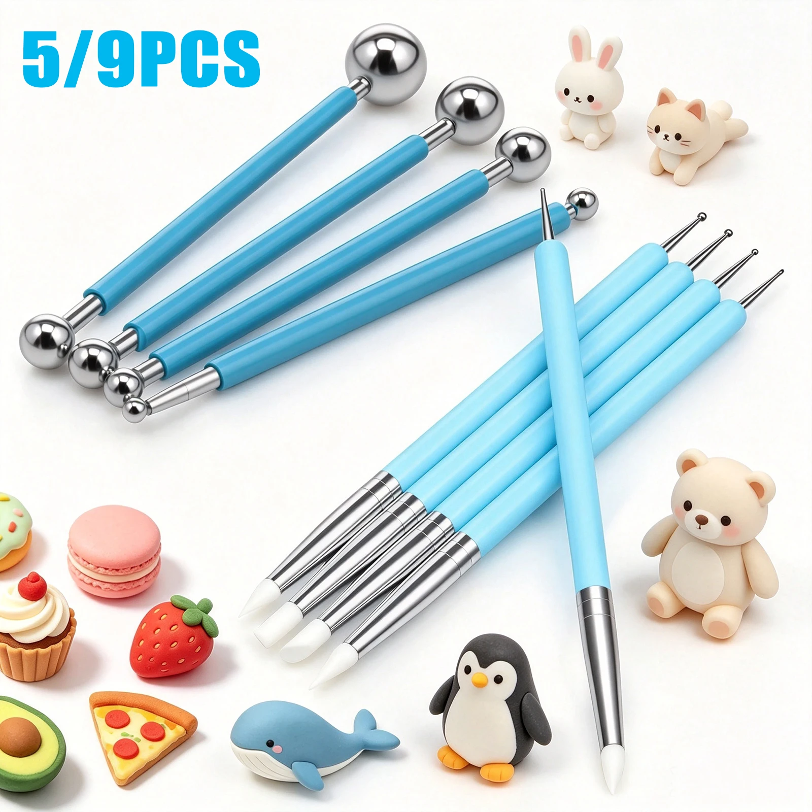Outils de modelage en argile polymère, outils de sculpture pour nail art, outils de gaufrage pour argile céramique, outils de pointillage et d'indentation, outils de sculpture et de gravure pour poterie DIY