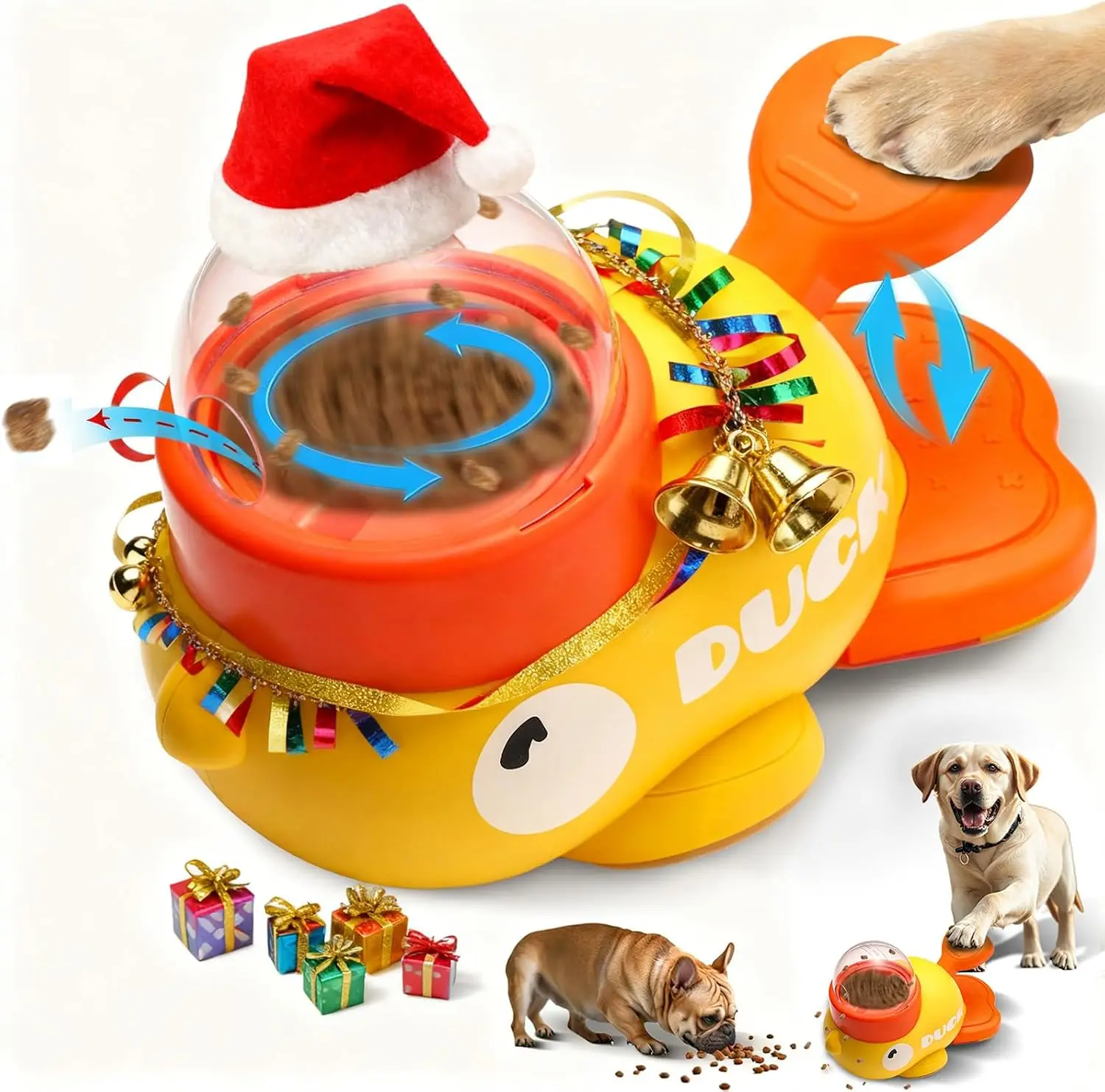 Jouet distributeur de nourriture pour chiot, fond antidérapant, distributeur de nourriture pour chien et chat, petit canard jaune, jeu interactif, machine de distribution de nourriture pour chien