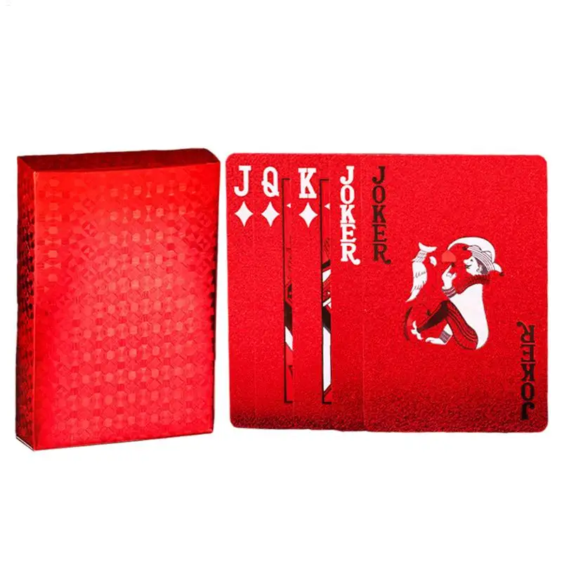 1 jeu de cartes à jouer rouges en PVC imperméable et durable, ensemble de divertissement familial pour jeux en plein air, jouet anti-stress pour passer le temps.