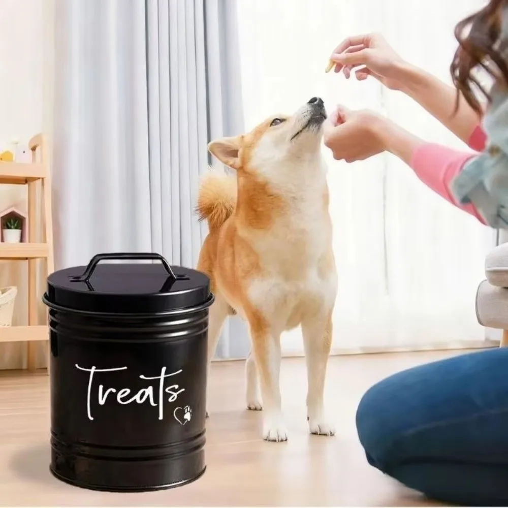 Conteneur de stockage de nourriture pour chien de grande capacité, hermétique, résistant à l'humidité, bac à nourriture pour animaux de compagnie, boîte à friandises pour chien en métal scellée, stockage de nourriture sèche