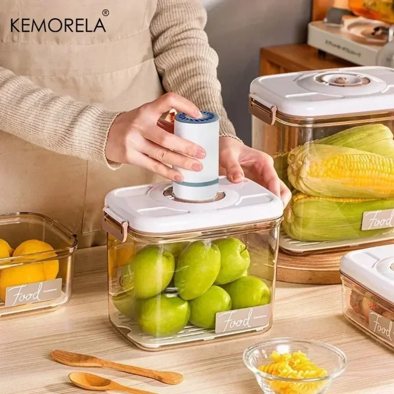 Boîte de conservation sous vide pour aliments, boîte de conservation des aliments scellée pour la cuisine, grande capacité, récipient de conservation transparent pour aliments avec pompe à vide