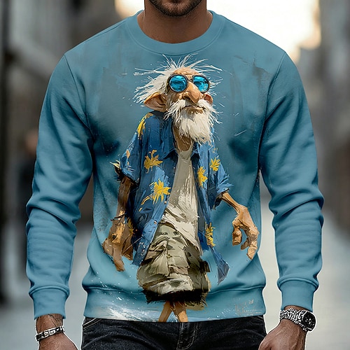 Herren Lustig Alter Mann Pullover Lässig Rundhalsausschnitt Urlaub Geschenk Blau Khaki Dunkelgray Rundhalsausschnitt Ganzjahres Designer S M L XL XXL XXXL