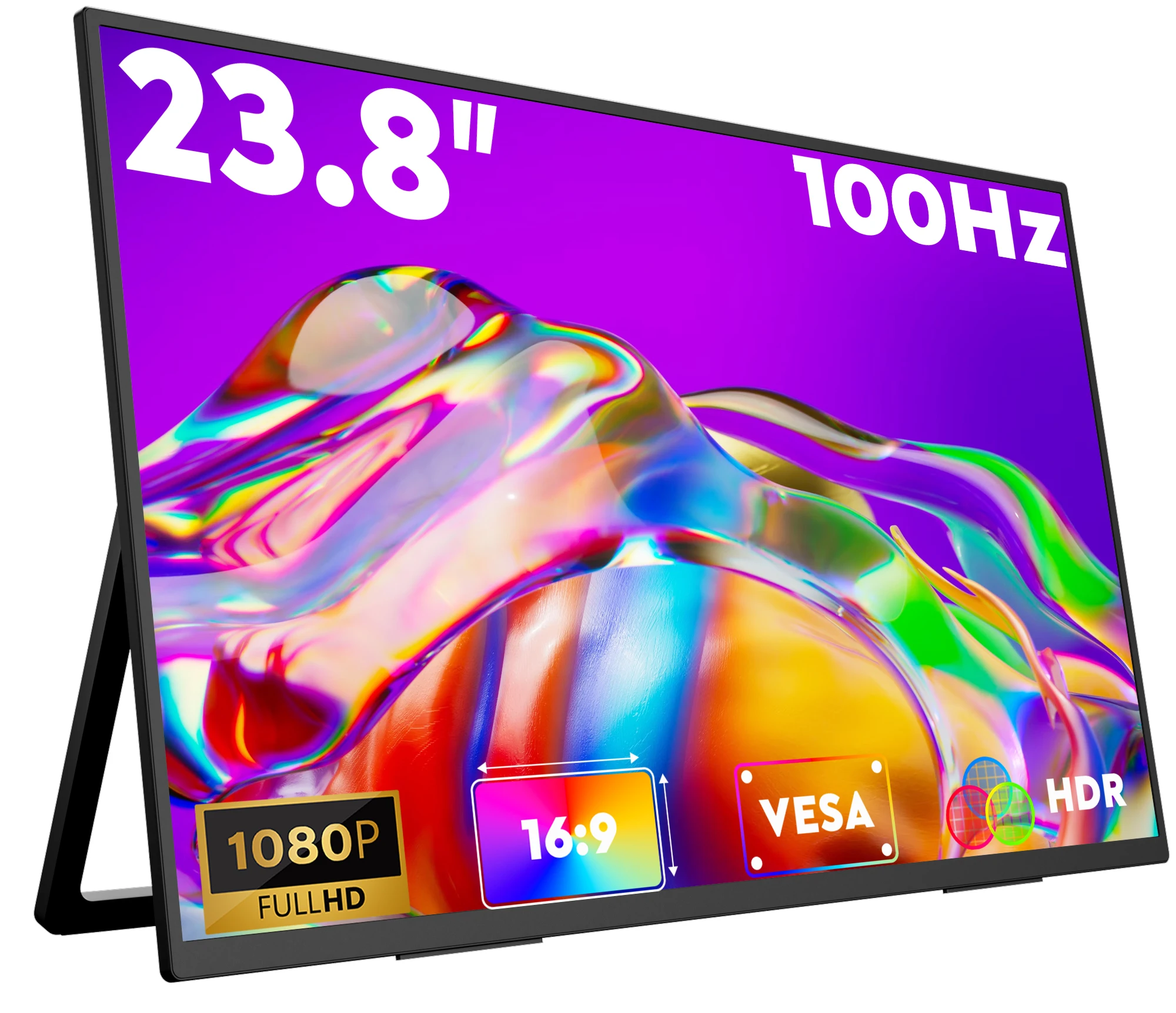 Moniteur portable Amoudo 23,8 pouces 1920*1080P 100Hz, moniteur portable compatible VESA, moniteur portable grand écran, moniteur mobile, deuxième écran