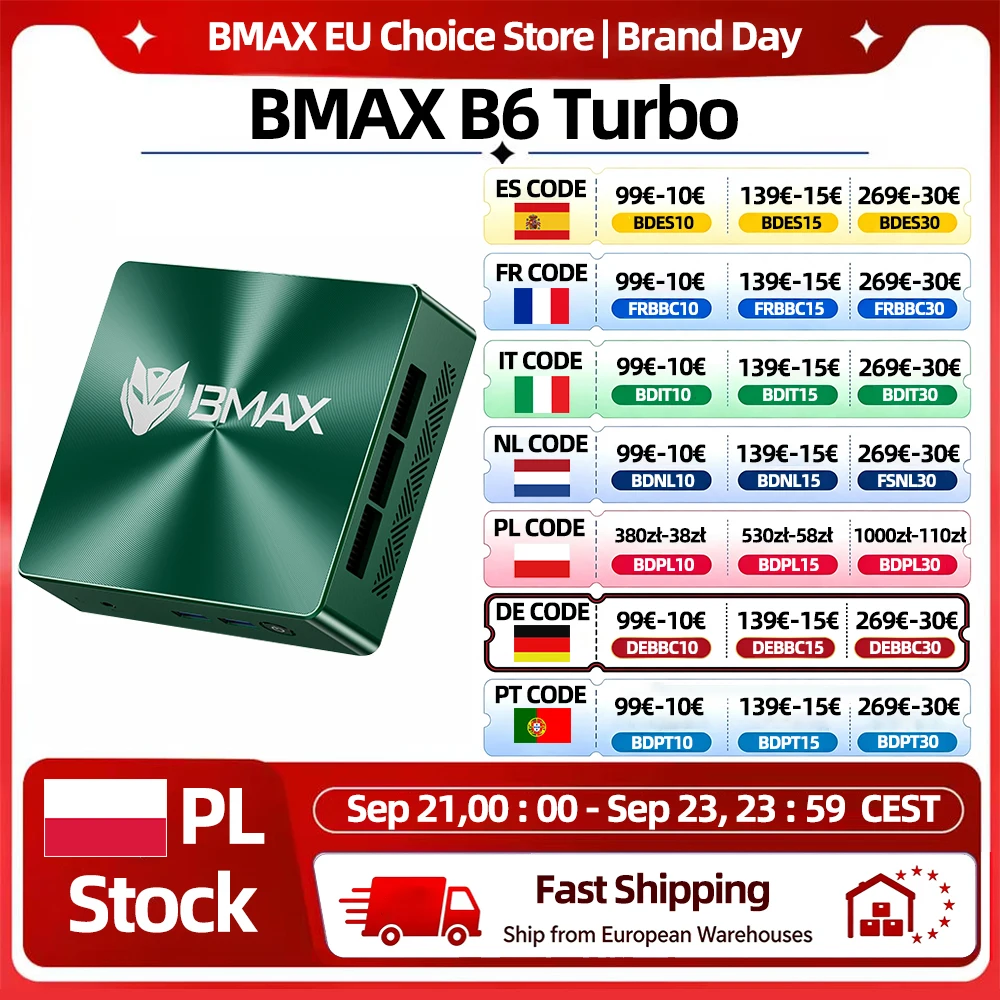 2026 Neues Modell BMAX B6 Turbo Mini-PC 16GB DDR4 (Bis zu 32GB) 512GB SSD (M.2 SSD-Steckplätze*2) Intel Core I5 8257U Prozessor Win11 Pro Dual SSD 4K Mini-Desktop-Computer