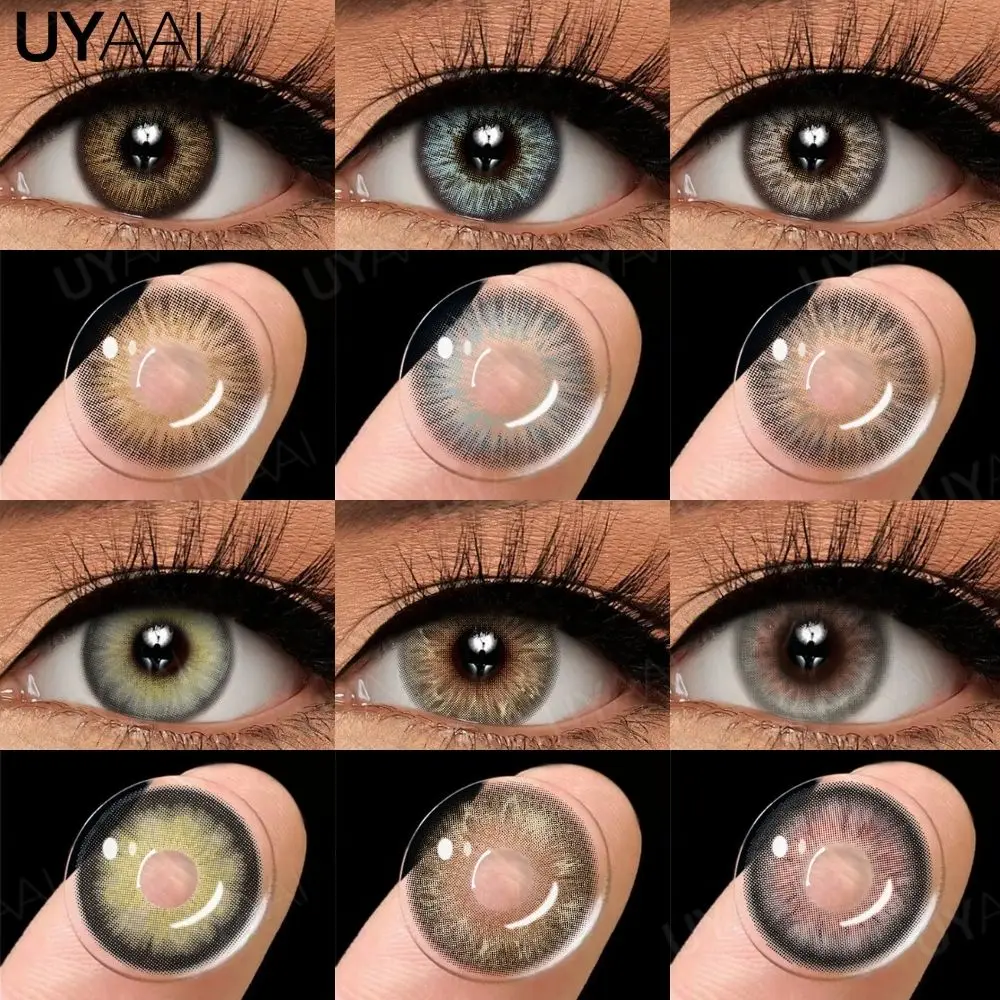 UYAAI 1 paire de lentilles de contact colorées pour les yeux, lentilles de contact bleues, marron, lentilles de contact naturelles de haute qualité, lentilles grises
