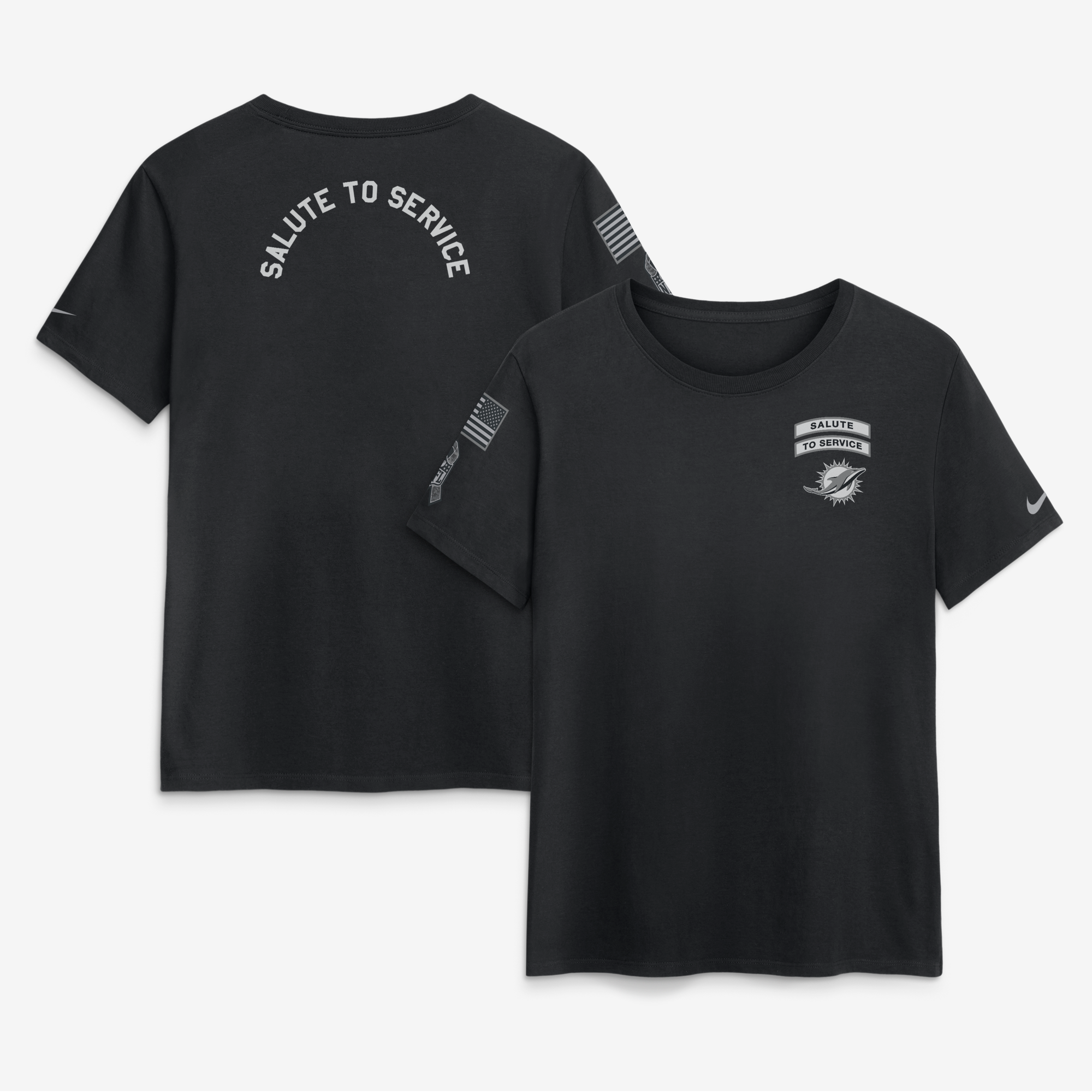 Nike Damen-T-Shirt „Miami Dolphins 2026 Salute to Service“ in Schwarz