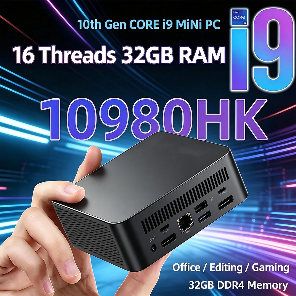 2026 NEW Intel I9-10980HK/N150 Portable Mini PC Computer Windows 11 32GB DDR4 1/2TB SSD Gaming Computer WiFi 6 Office Desktop