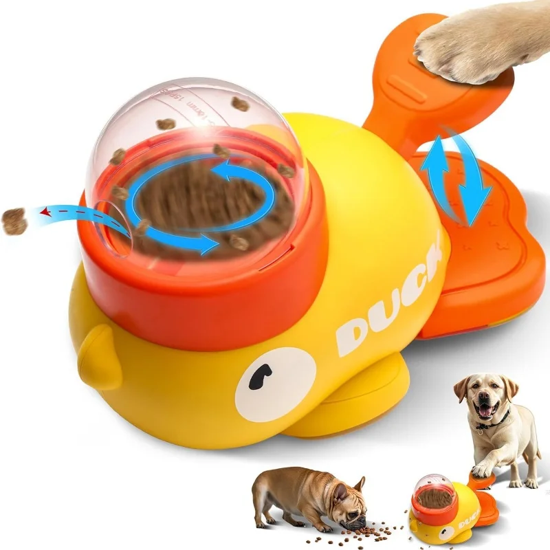 Distributeur automatique de nourriture pour chien durable et interactif, jouet d'entraînement mignon, distributeur de nourriture en forme de canard, distributeur de nourriture à alimentation lente, accessoires pour chien.