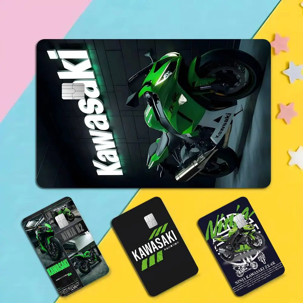 Film adhésif mat noir, or et argent pour carte de crédit/débit bancaire, style moto Kawasaki tendance