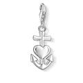 Thomas Sabo Damen Charm-Anhänger Kreuz Herz Anker Glaube Liebe Hoffnung Charm Club 925 Sterling Silber 0083-001-12