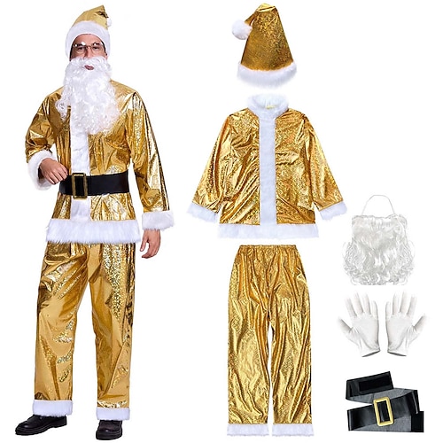 Set Noël Costume père Noël Nouveauté Drôle pour Homme Adultes Noël Nouvel An la veille de Noël Soirée Offrir des cadeaux Réunion de famille Costume