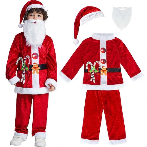 Set Noël Robe Tenues Costume père Noël Nouveauté Drôle pour Unisexe Enfant Noël Nouvel An la veille de Noël Soirée Offrir des cadeaux Réunion de famille Costume
